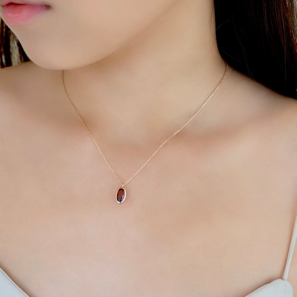AMBER Necklace - Red Garnet (Rose Gold)