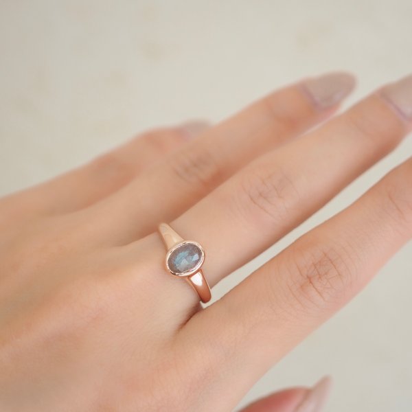 AMBER Ring - Labradorite (Rose Gold)