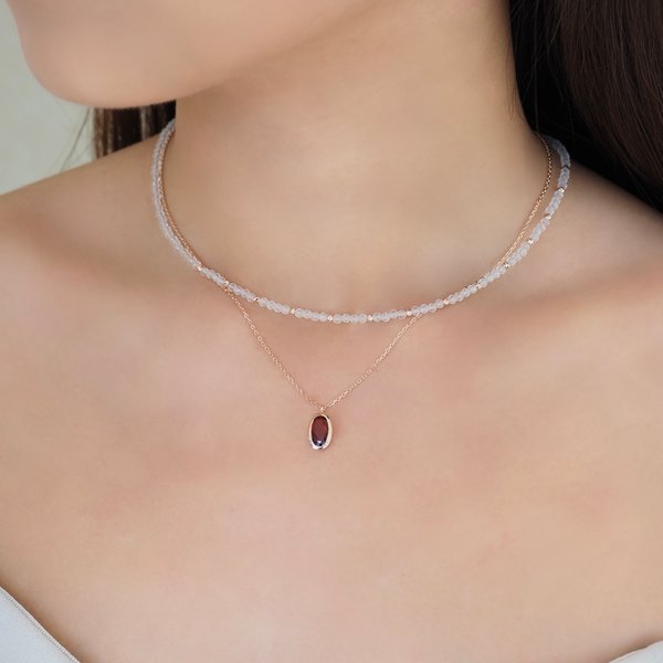 AMBER Necklace - Red Garnet (Rose Gold)