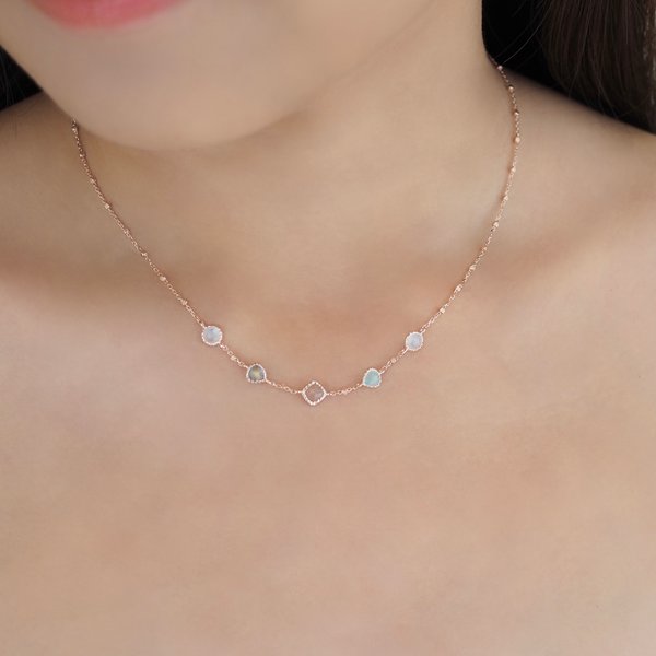 BRIANA Necklace - Multi Stones (Rose Gold)