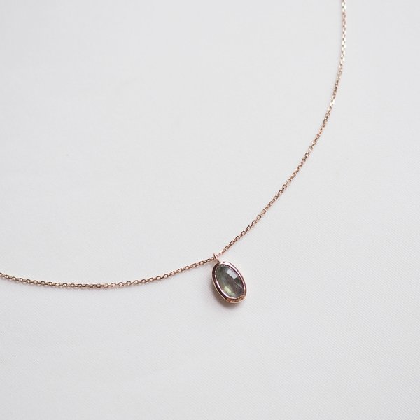 AMBER Necklace - Labradorite (Rose Gold)