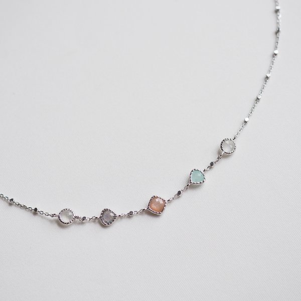 BRIANA Necklace - Multi Stones (Silver)
