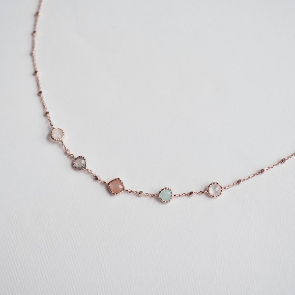 BRIANA Necklace - Multi Stones (Rose Gold)