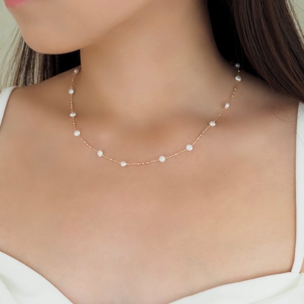 REYNA Necklace - Fresh Water Pearls (Rose Gold)