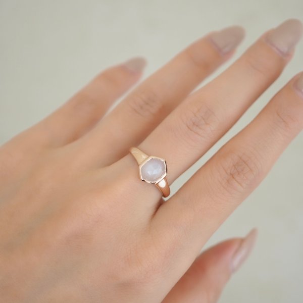 VALORA Ring - Grey Moonstone (Rose Gold)