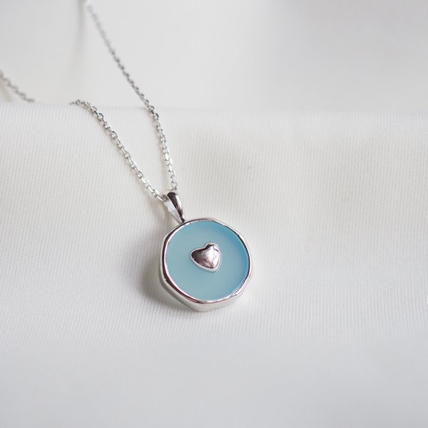 LAURA Necklace - Blue Chalcedony (Silver)