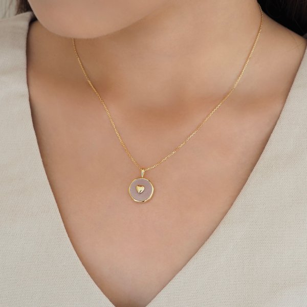 LAURA Necklace - Peach Moonstone (Yellow Gold)