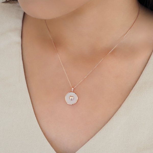 LAURA Necklace - White Moonstone (Rose Gold)