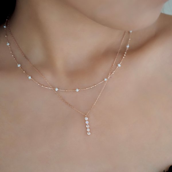 AVA Necklace - Moonstone (Rose Gold)