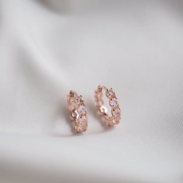 CLEO Huggies - Moonstone (Rose Gold)