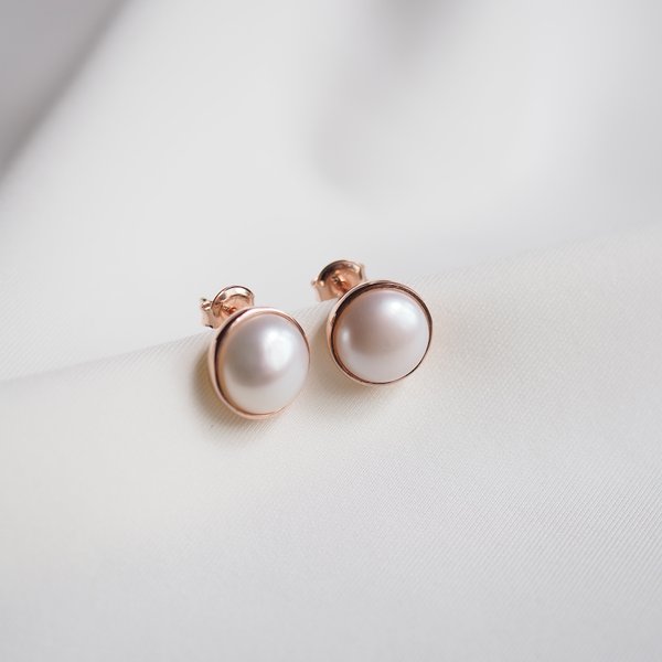 CONNIE Pearl Earrings - Rose Gold