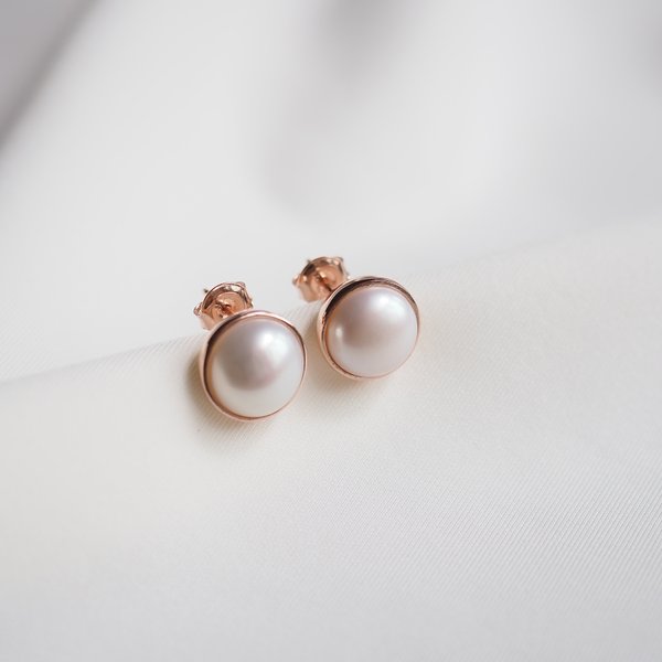 CONNIE Pearl Earrings - Rose Gold