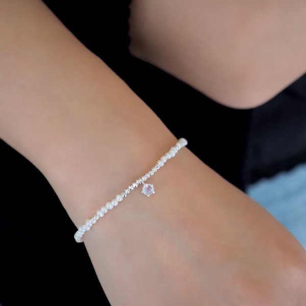 EDITH Pearl Bracelet - Moonstone (Silver)