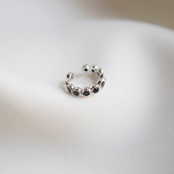 MILLY Ear Cuff - Black Spinel (Silver/Rose Gold)