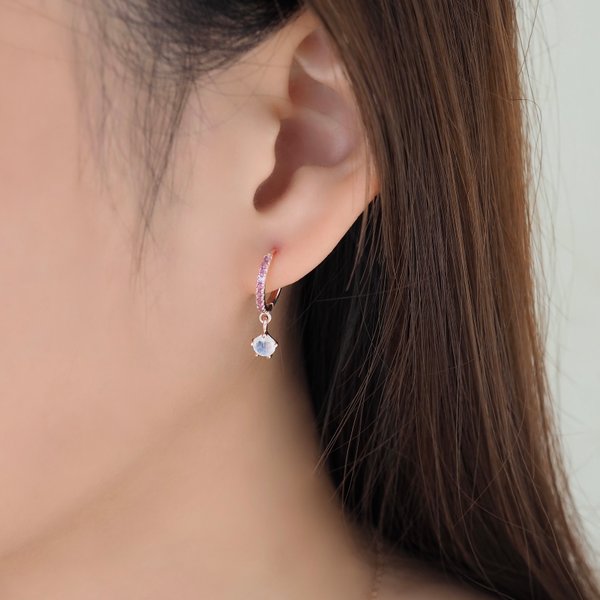 GLENDA Huggies - Rhodolite Garnet (Rose Gold)