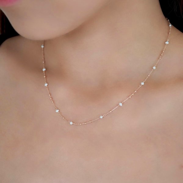 EDITH Necklace - Pearl (Rose Gold)