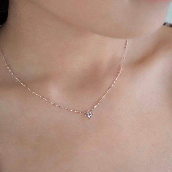 DAHLIA Necklace - White Topaz (Rose Gold)