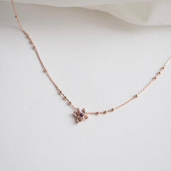 DAHLIA Necklace - White Topaz (Rose Gold)