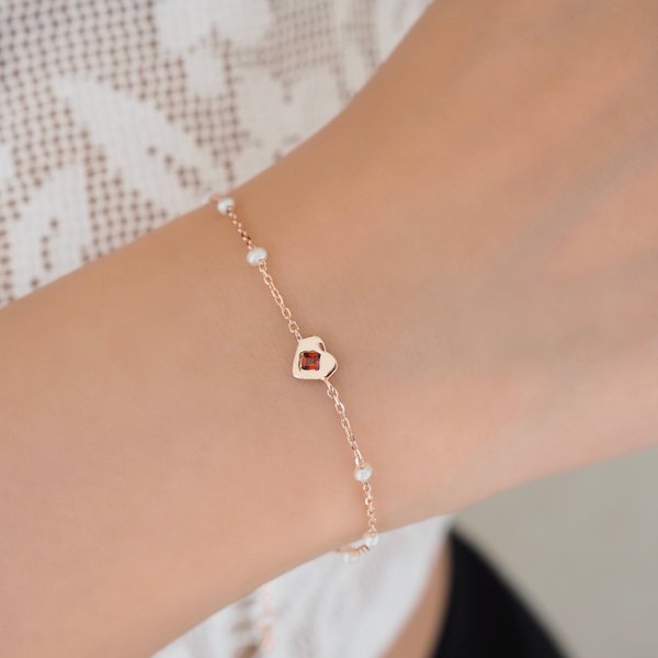 MICA Bracelet - Garnet (Rose Gold)
