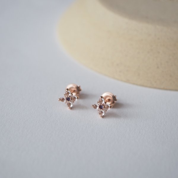 DAHLIA Earrings - White Topaz (Rose Gold)