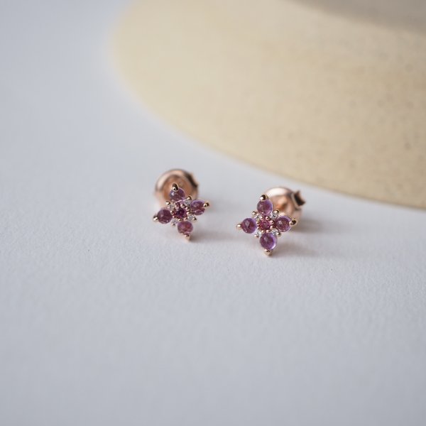 DAHLIA Earrings - Amethyst (Rose Gold)