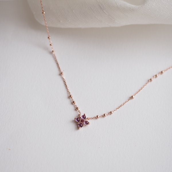 DAHLIA Necklace - Amethyst (Rose Gold)