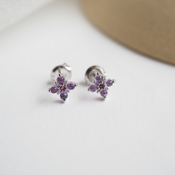 DAHLIA Earrings - Amethyst (Silver)