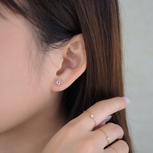 DAHLIA Earrings - White Topaz (Rose Gold)