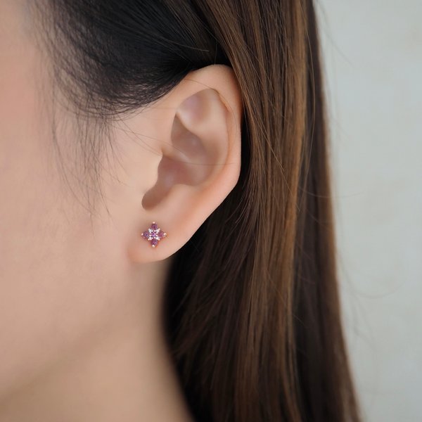 DAHLIA Earrings - Amethyst (Rose Gold)