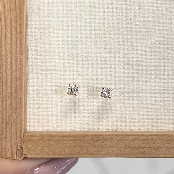 14KG 3MM Lab Grown Diamond Earrings