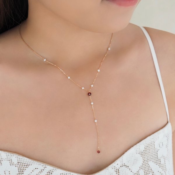 REBECCA Necklace - Garnet (Rose Gold)
