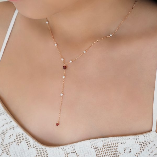 REBECCA Necklace - Garnet (Rose Gold)