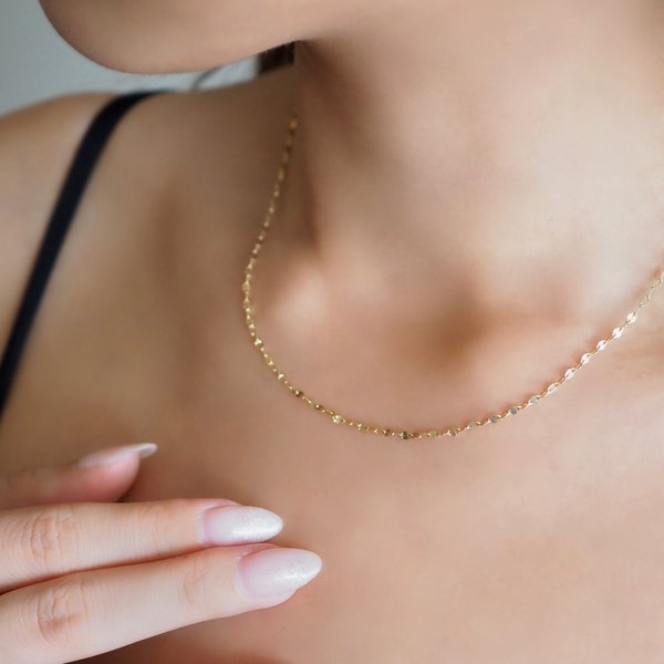 Petal Link Chain Necklace - 14K Yellow Gold