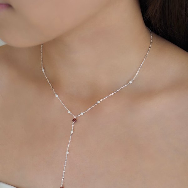 REBECCA Necklace - Garnet (Silver)