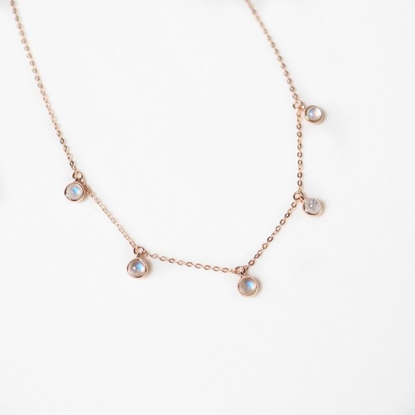 Aria Necklace - Moonstone in Rose Gold