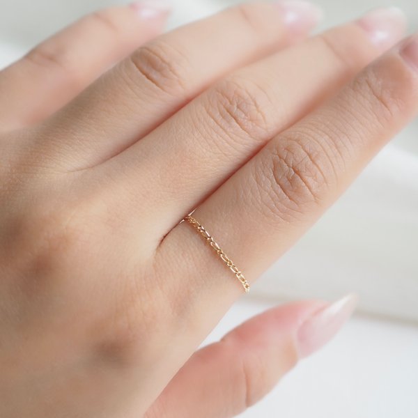 Figaro Chain Ring - 14K Yellow Gold