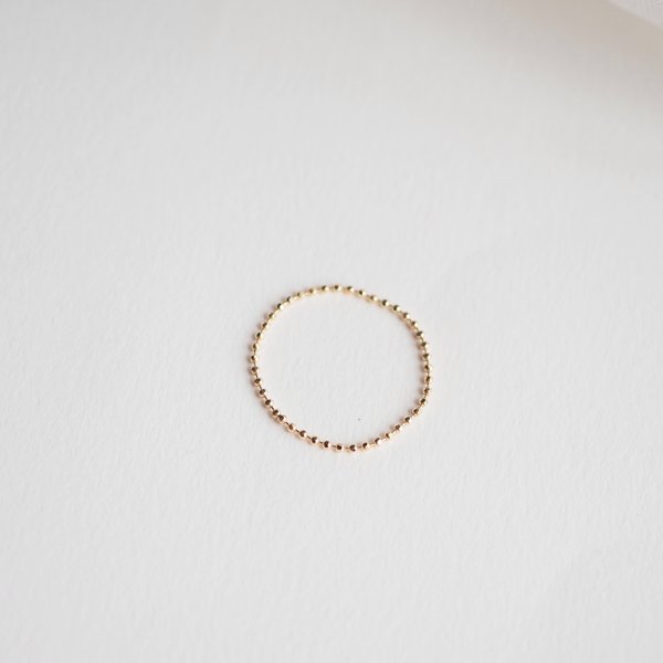 Beaded Chain Ring - 14K Yellow Gold