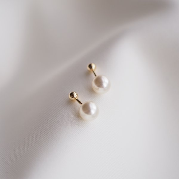 SERENE Barbell Earring - 14K Yellow Gold