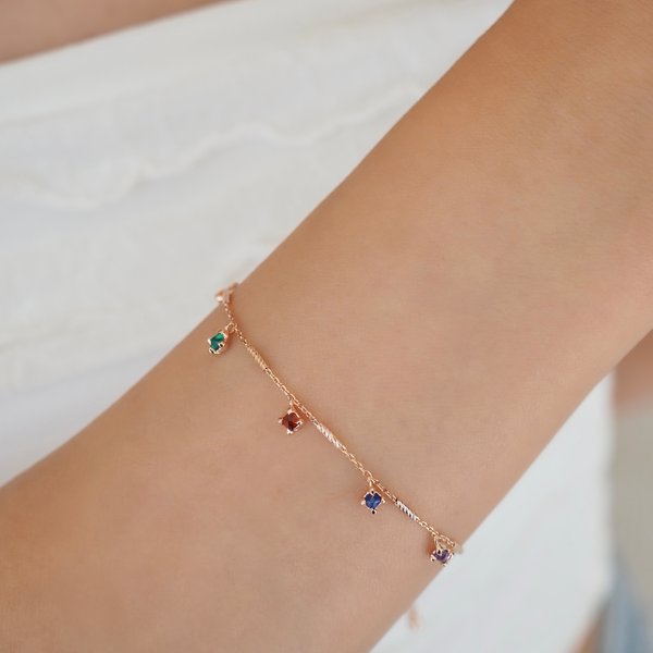 TAYLOR Bracelet - Multi Stone (Rose Gold)