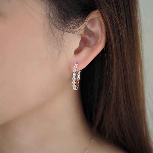 CLEO Large Huggies - White Topaz (Rose Gold)