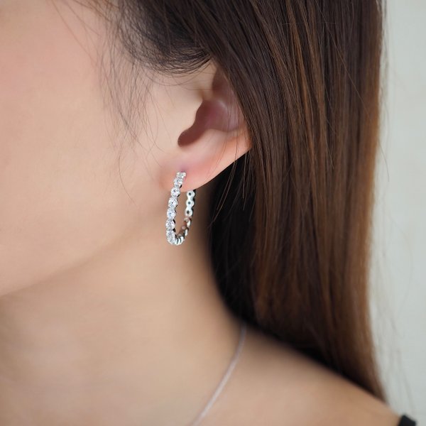 CLEO Large Huggies - White Topaz (Silver)