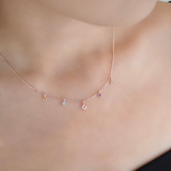 BELLA Necklace - Mix Stones (Rose Gold)