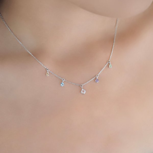 BELLA Necklace - Mix Stones (Silver)