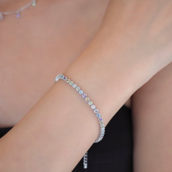 THERESA Tennis Bracelet - Mix Stone (Silver)