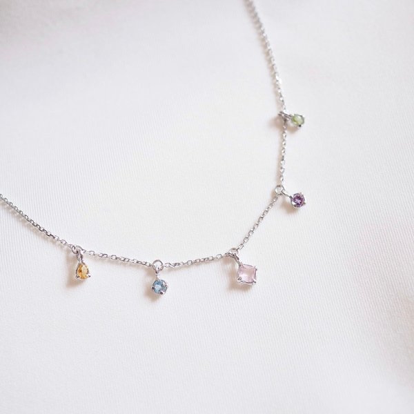 BELLA Necklace - Mix Stones (Silver)