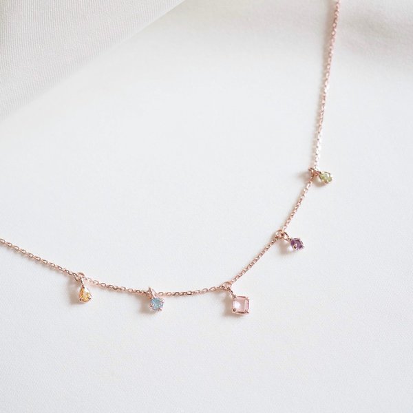 BELLA Necklace - Mix Stones (Rose Gold)