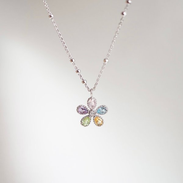 BERNICE Necklace - Mix Stones (Silver)