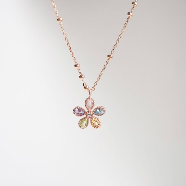 BERNICE Necklace - Mix Stones (Rose Gold)