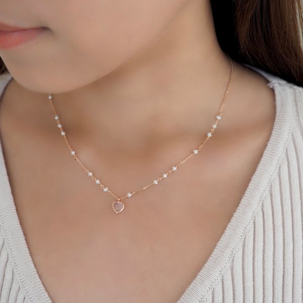 LOVELLE Necklace - Rose Quartz (Rose Gold)