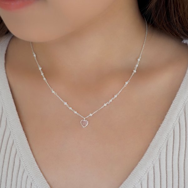LOVELLE Necklace - Rose Quartz (Silver)